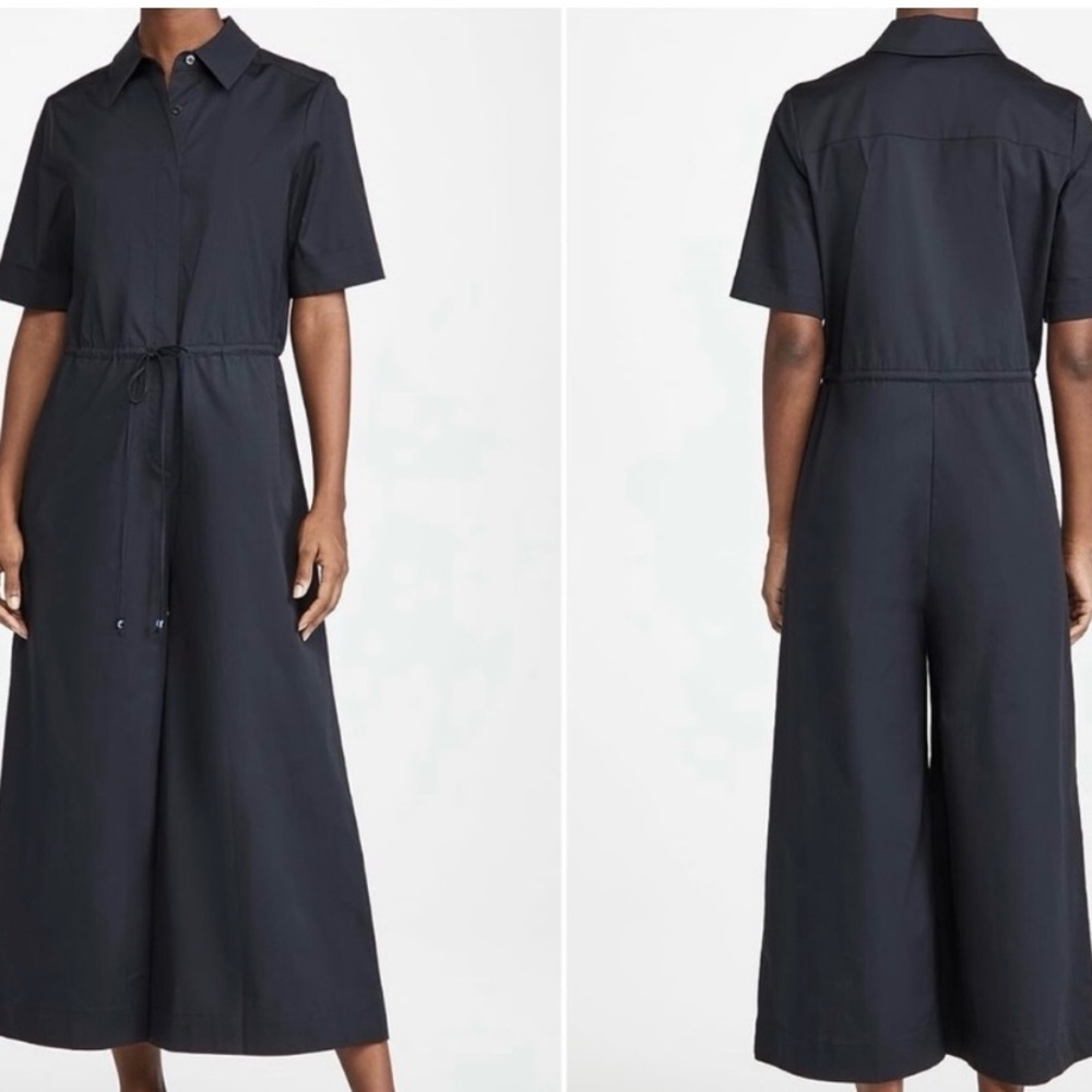 STAUD Black Cropped Wide-Leg Jumpsuit